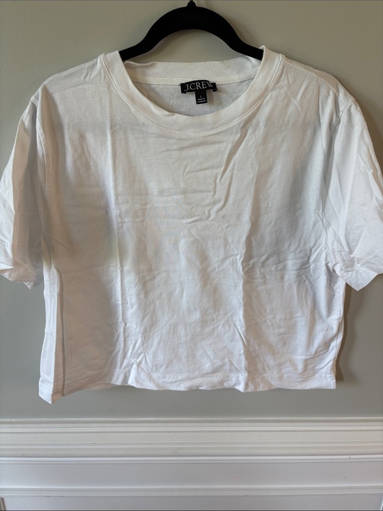 J. Crew Tops - J Crew Relaxed Premium Weight Cropped Cotton T Shirt size Large
